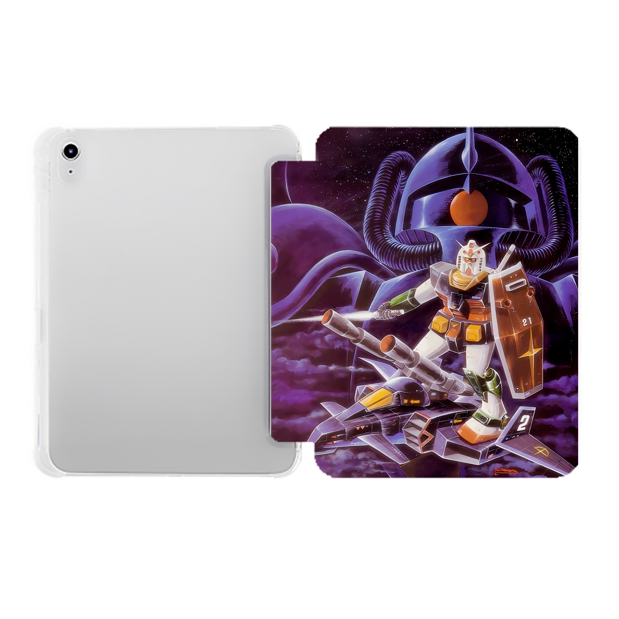 （画像用） 機動戦士ガンダム Mobile Suit Gundam IPad ケース ペン収納付き 三つ折りスタンド PUレザー×シリコン 対応機種9.5/10.5/10.9インチ